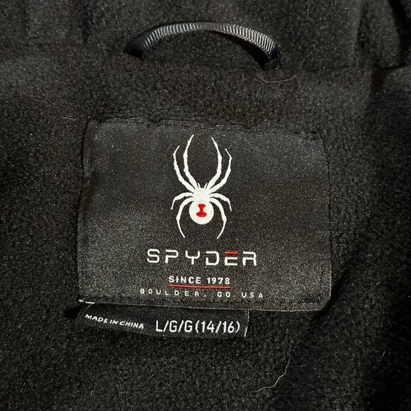 Spyder Boys' Quilted Puffer Hooded Jacket Black Size Large Outdoor Cold Weather - Picture 6 of 12